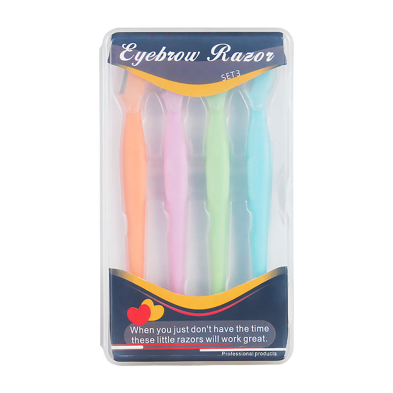 4 Pcs Straight Handle Round Head Eyebrow Trimmer Beauty Tools Beginner Anti-scratch Eyebrow Trimmer Eyebrow Razor Portable Face Razor Eye Brow Epilation Hair Removal Cutters Safety Razor Woman Makeup