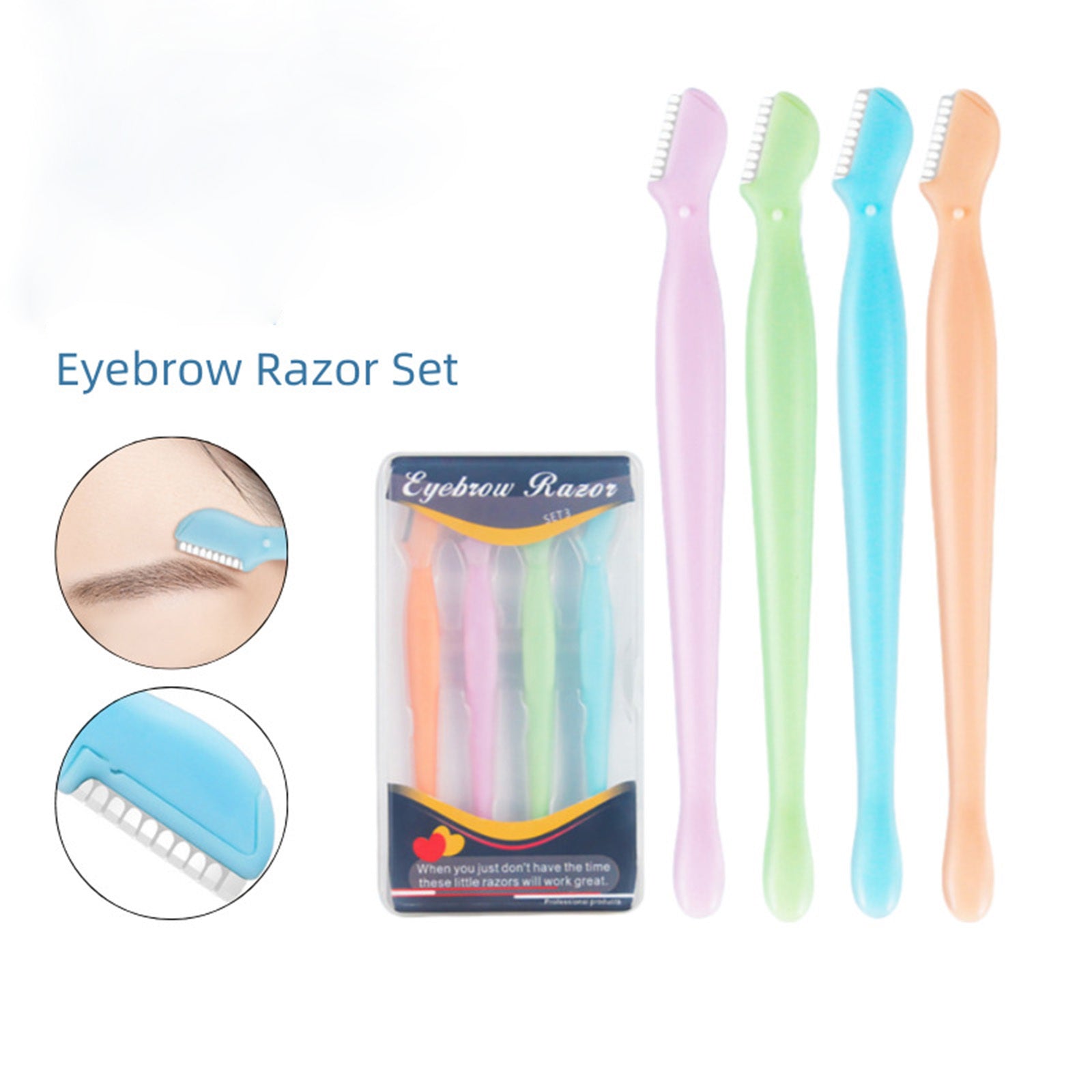 4 Pcs Straight Handle Round Head Eyebrow Trimmer Beauty Tools Beginner Anti-scratch Eyebrow Trimmer Eyebrow Razor Portable Face Razor Eye Brow Epilation Hair Removal Cutters Safety Razor Woman Makeup